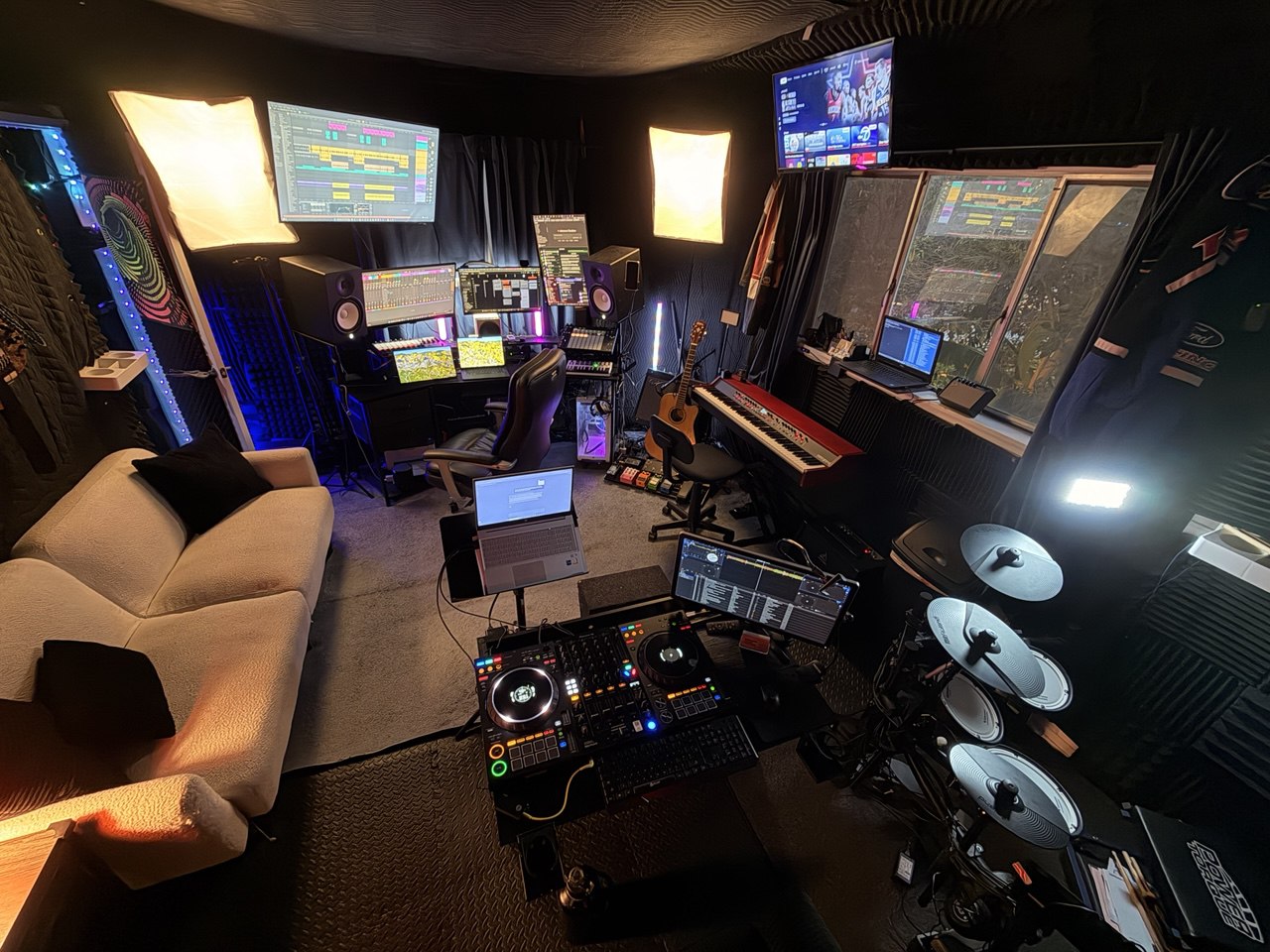 LA music production studio wide angle